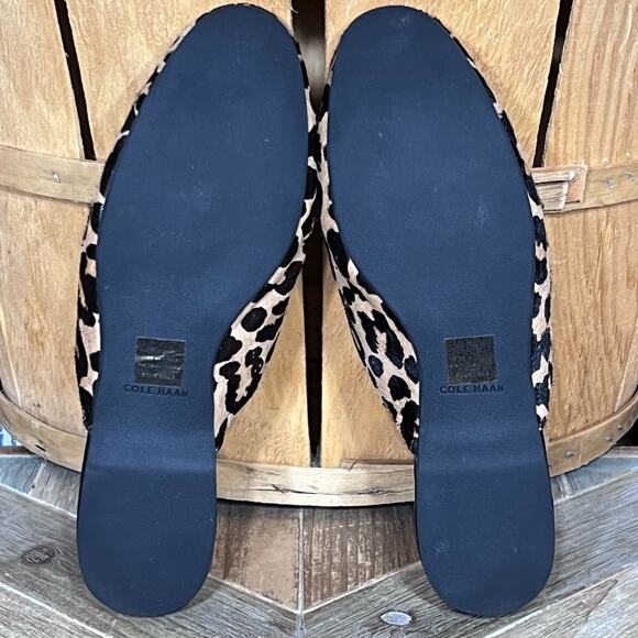 Cole Haan Evie Piper Leopard Print Calf Skin Leather Slides Mules Women Size 6.5 - Picture 10 of 11